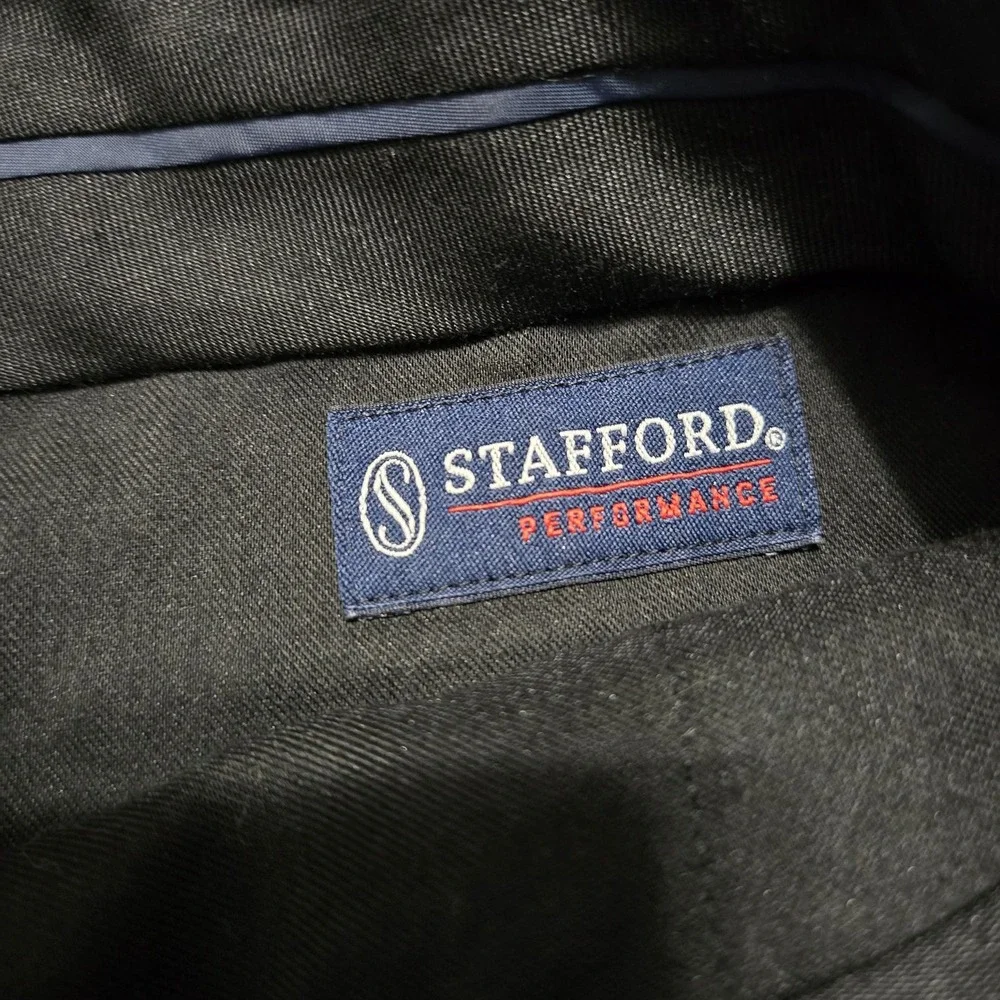 Stafford Dress Pants Mens 40x32‎ Gray Performance Wool Blend Pinstripe Stretch